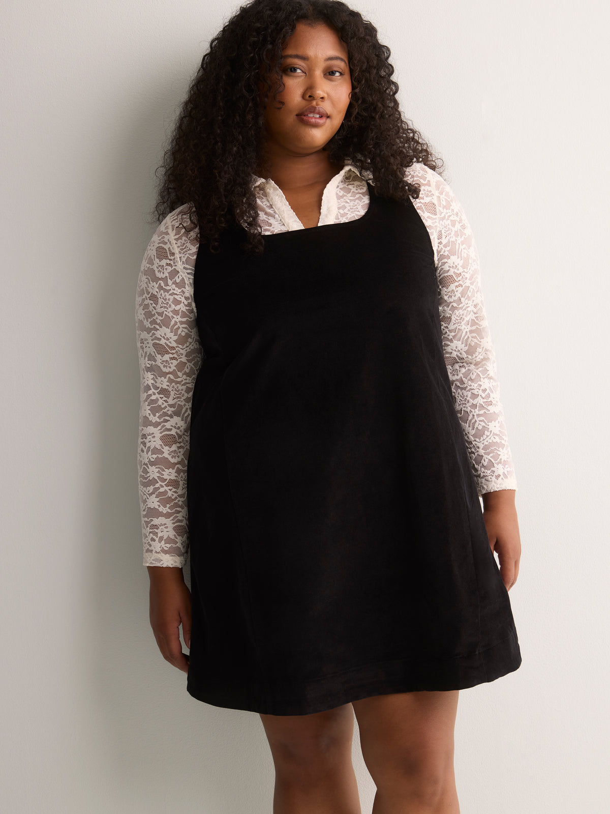 Short Black Sleeveless Pinafore Dress