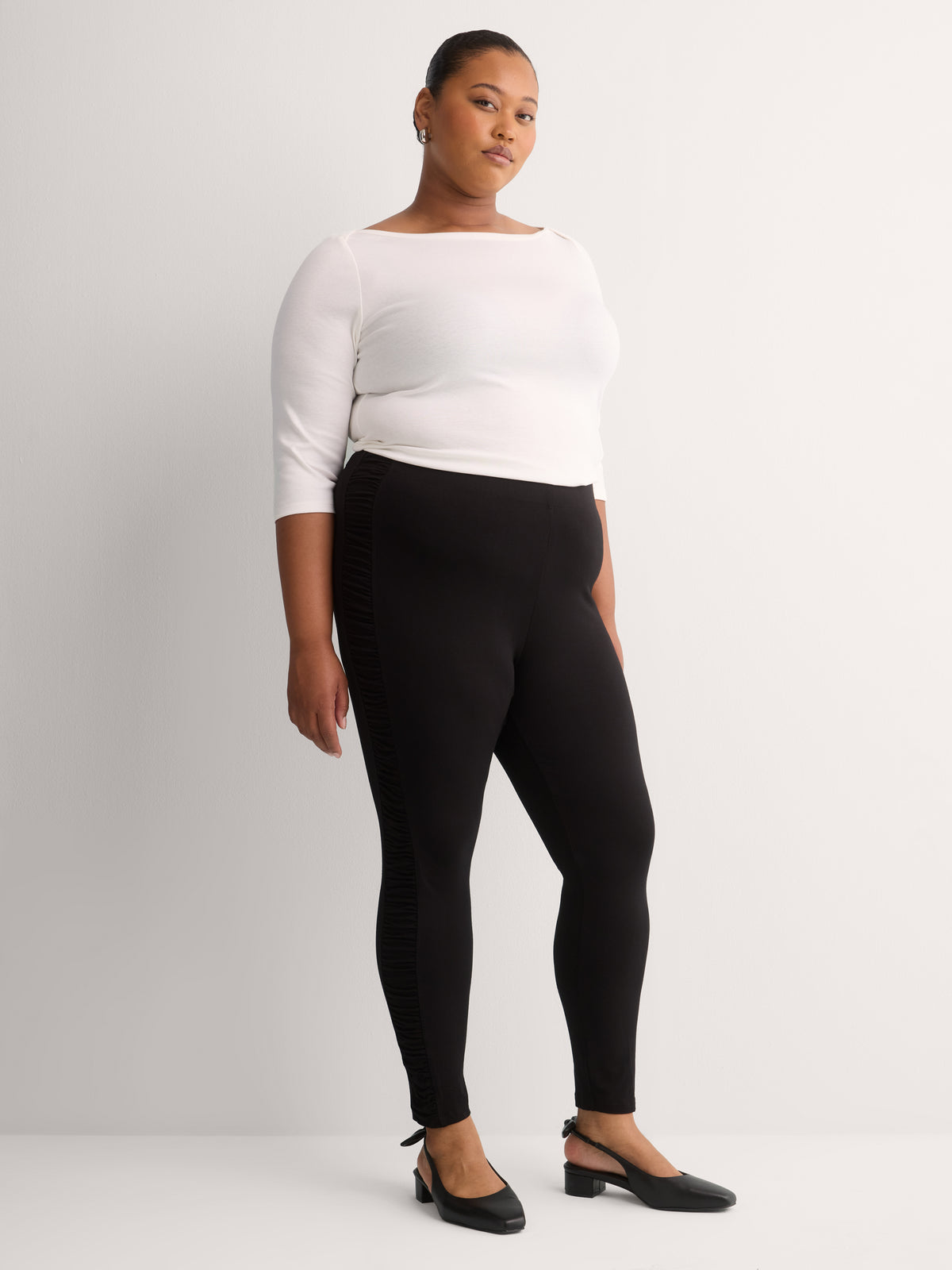 Responsible, Black Legging with Side Shirring