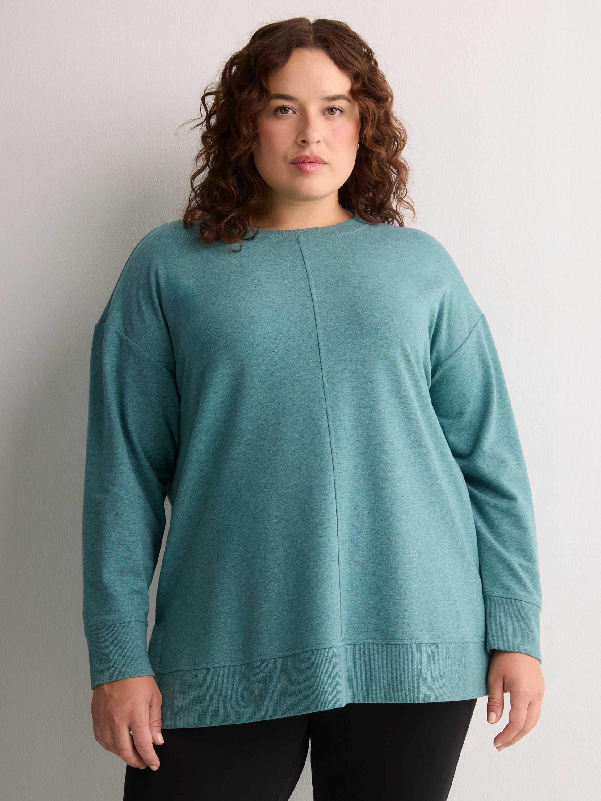 Grey French Terry Fashion Tunic Sweatshirt - Active Zone