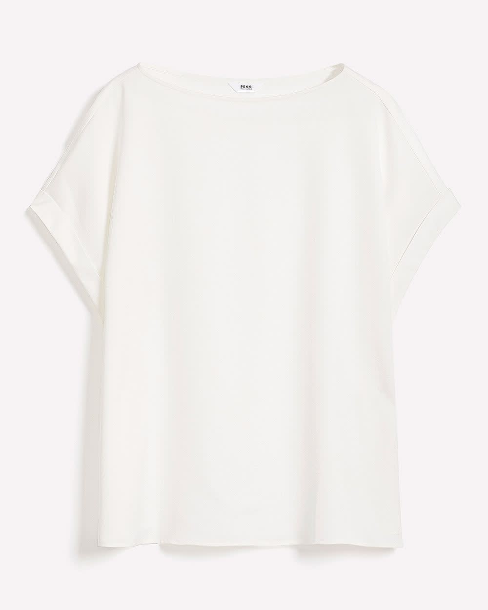 Satin Boat-Neck T-Shirt Blouse