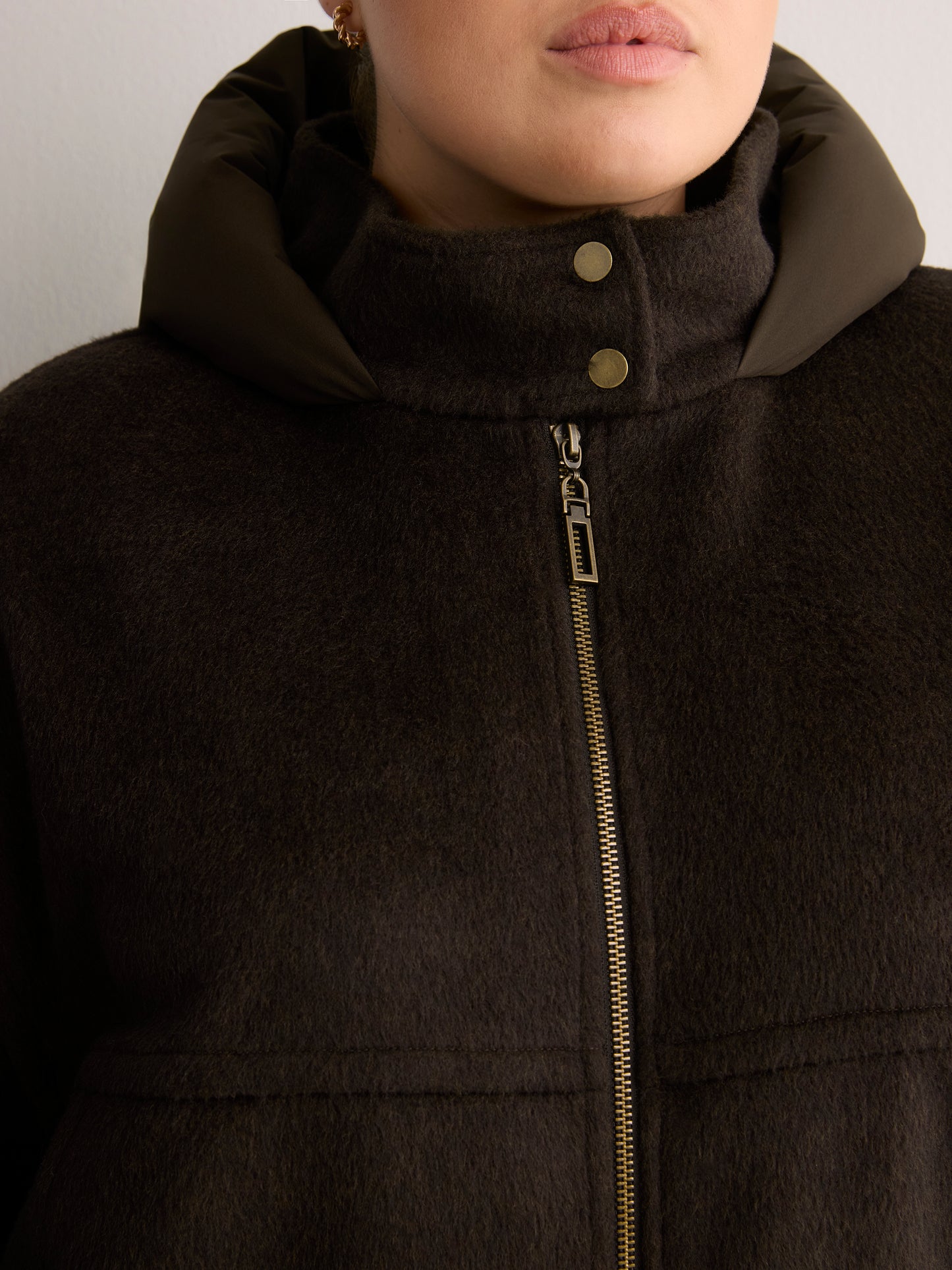 Unlined Coat with Puffer Hood