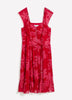 Fit-and-Flare Sangria Flutter Sleeve Dress