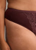 Brown Microfibre Thong with Lace - Déesse Collection