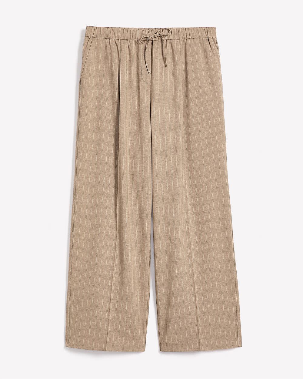 Striped Pull-On Wide-Leg Pant