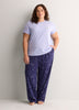 Blue Star-Print Cotton Knit Wide-Leg Pyjama Pant - tiVOGLIO