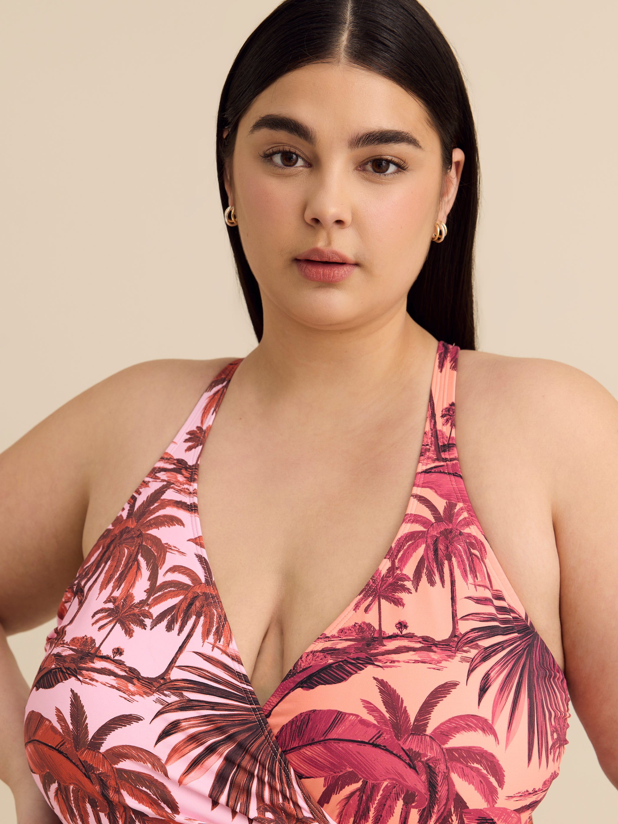 Maillot une-pièce coloré à encolure en V croisée - Bleu Rod Beattie