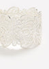 Wide Silver Lace-Effect Elastic Bracelet