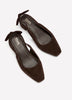 Extra Wide Width, Brown Leather Slingback Low Block Heel Shoe
