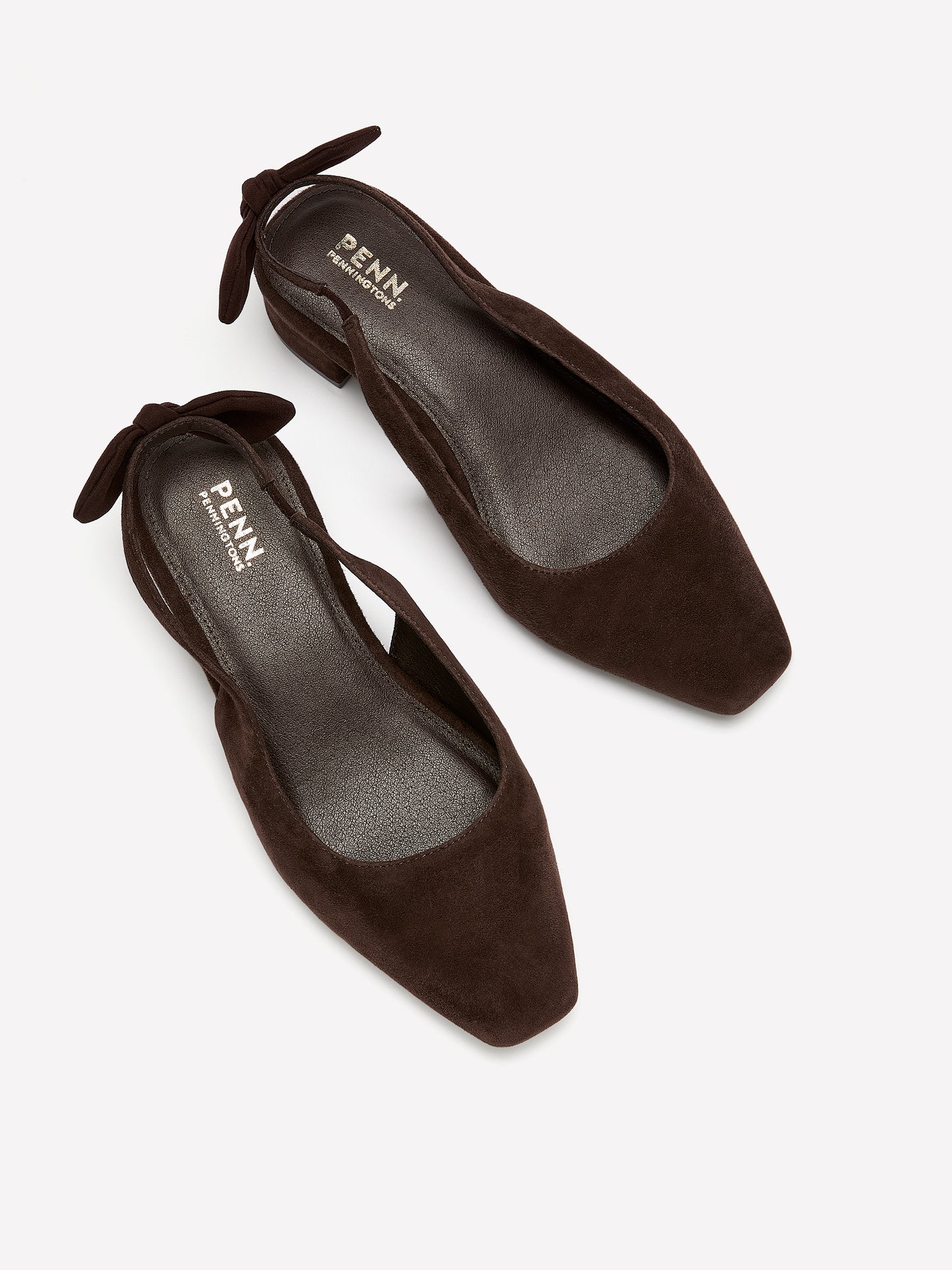 Extra Wide Width, Brown Leather Slingback Low Block Heel Shoe