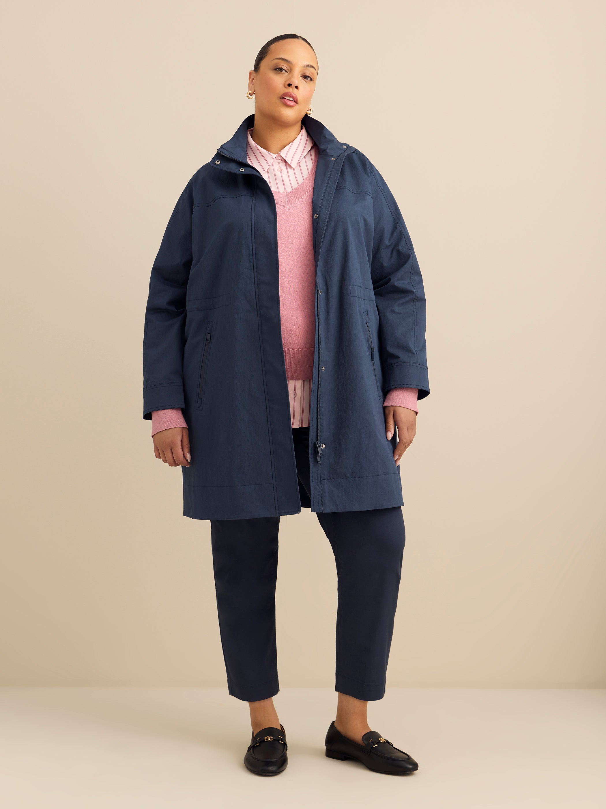 Manteau imperméable froissé long