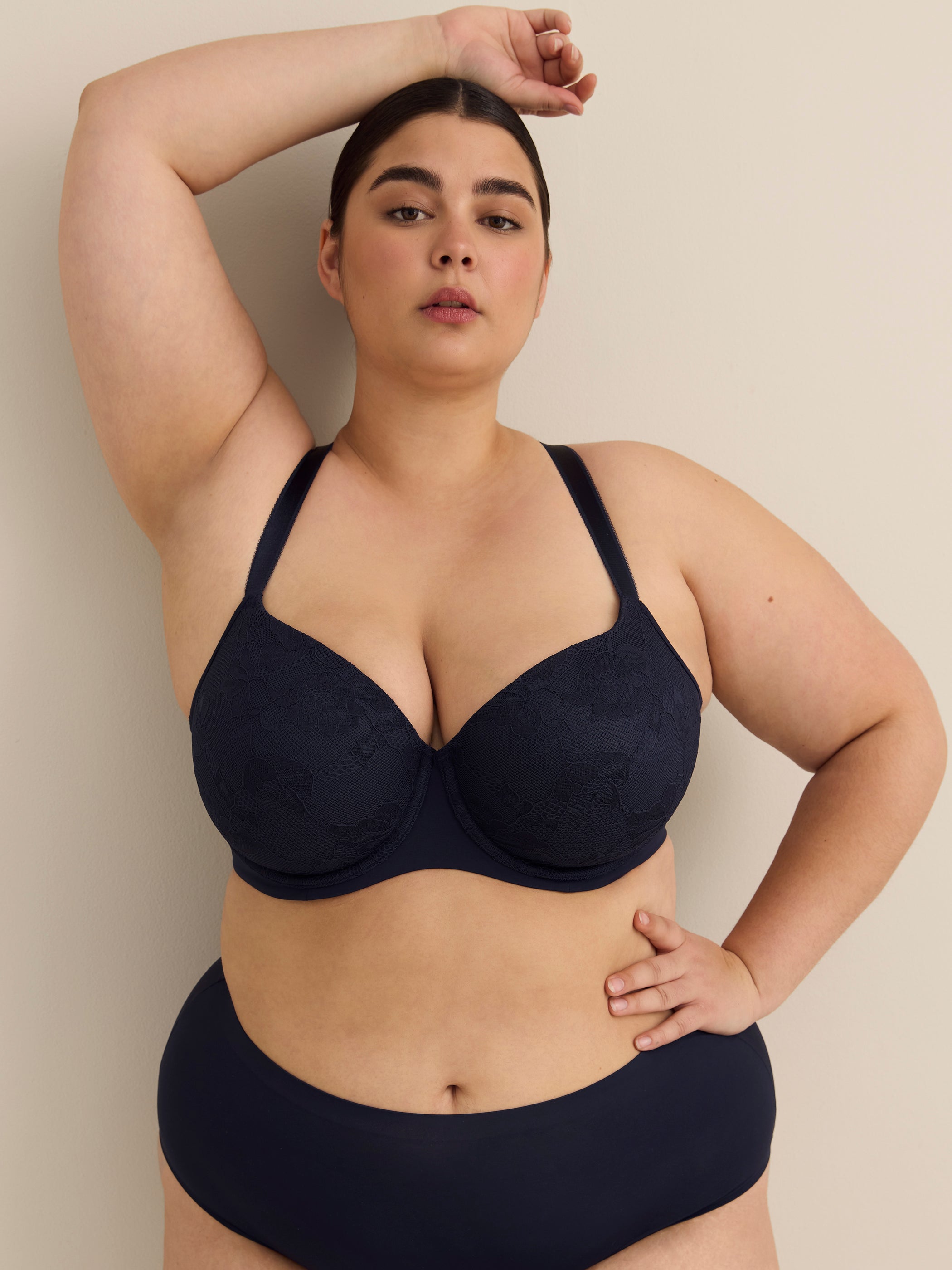 Breathable Blue Underwire T-Shirt Bra with Lace - ti Voglio