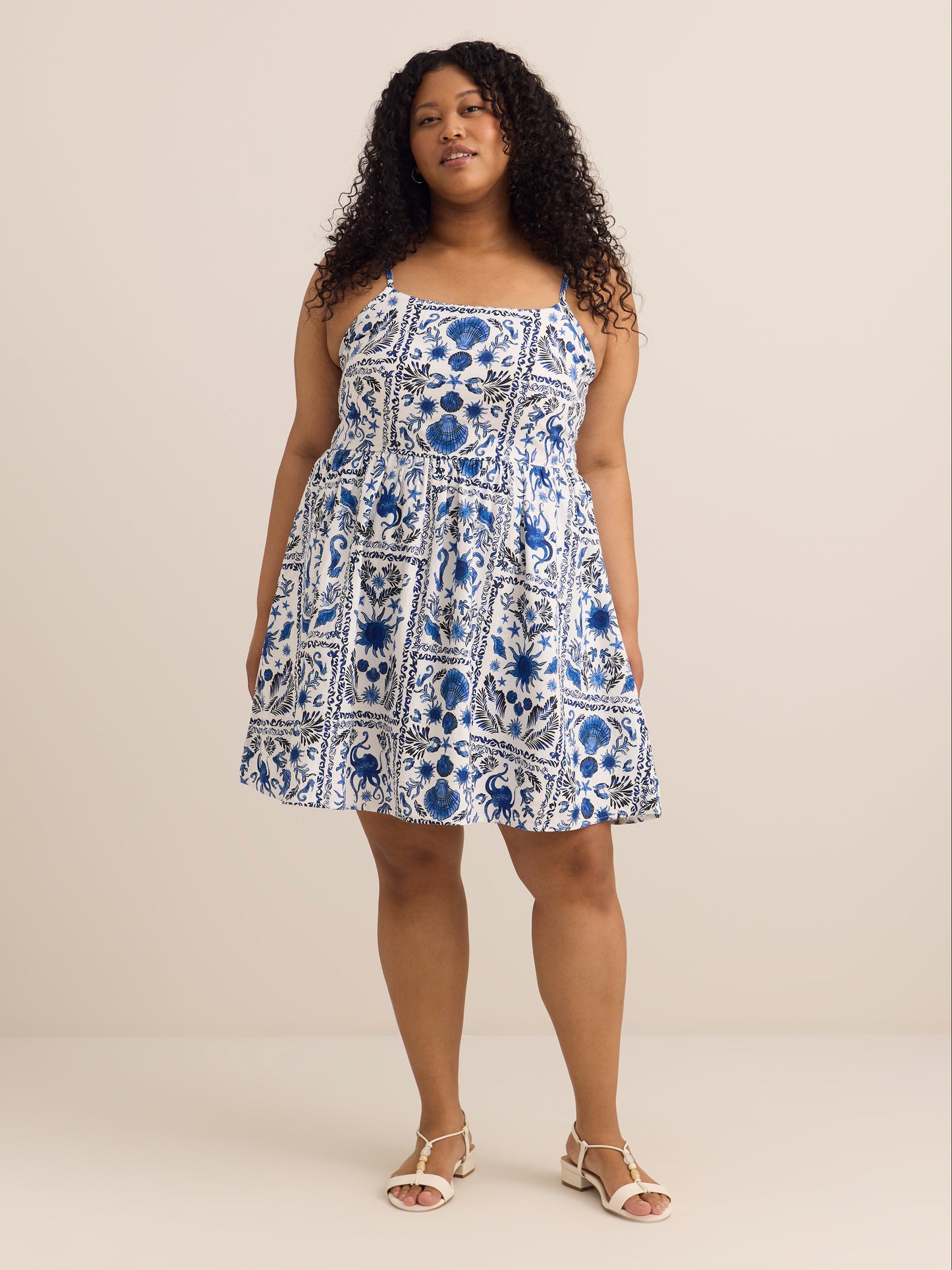 Linen Blend Fit and Flare Sleeveless Dress