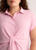 Knotted Buttoned-Down Blouse