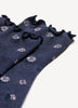 Blue Daisy-Print Ankle Socks with Lettuce Edge