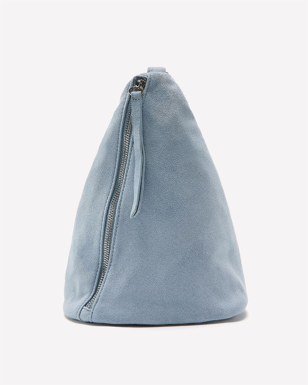Sac à bandoulière en suède bleu-gris