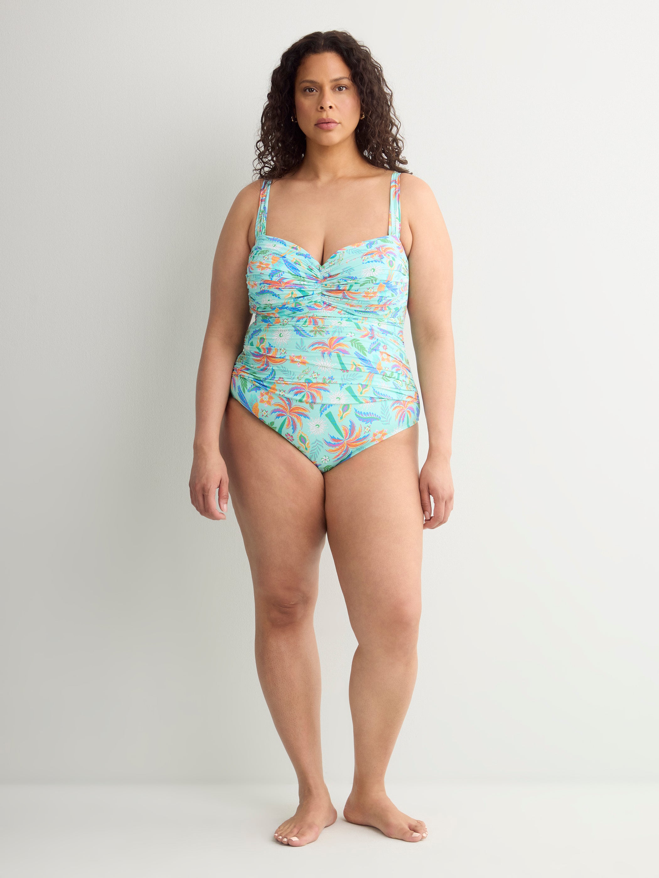 Shirred Bandeau Underwire One-Piece Swim Suit - Bleu by Rod Beattie