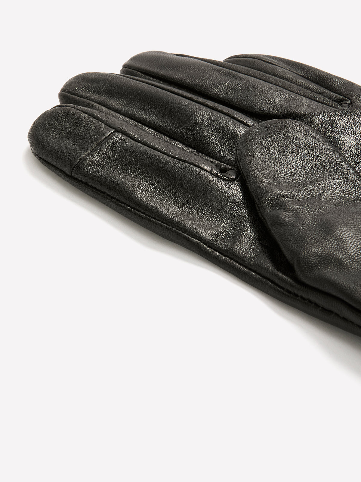 Black Leather Gloves with Faux-Fur Trim Cuffs