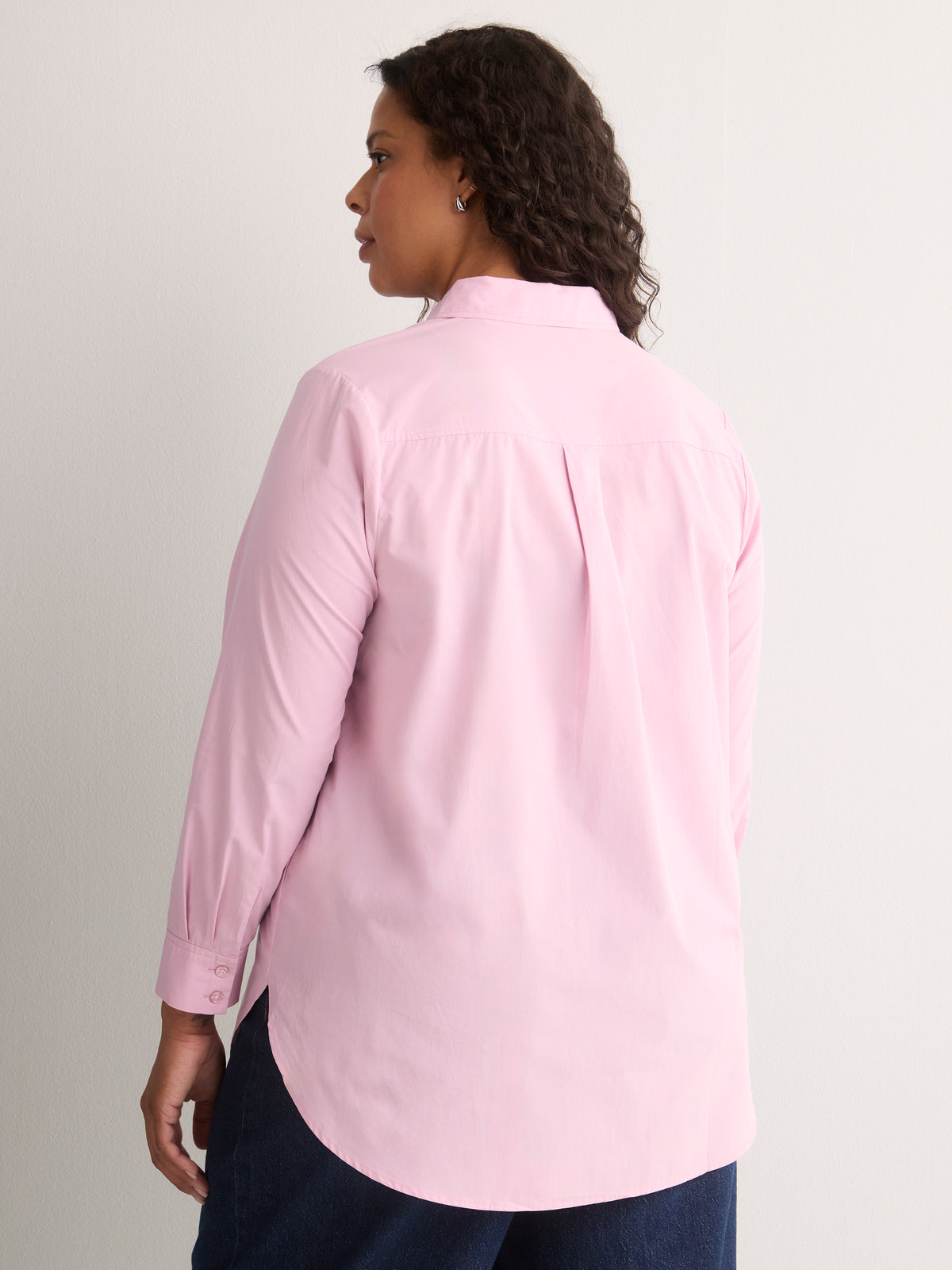 Pink Poplin Buttoned-Down Tunic Shirt