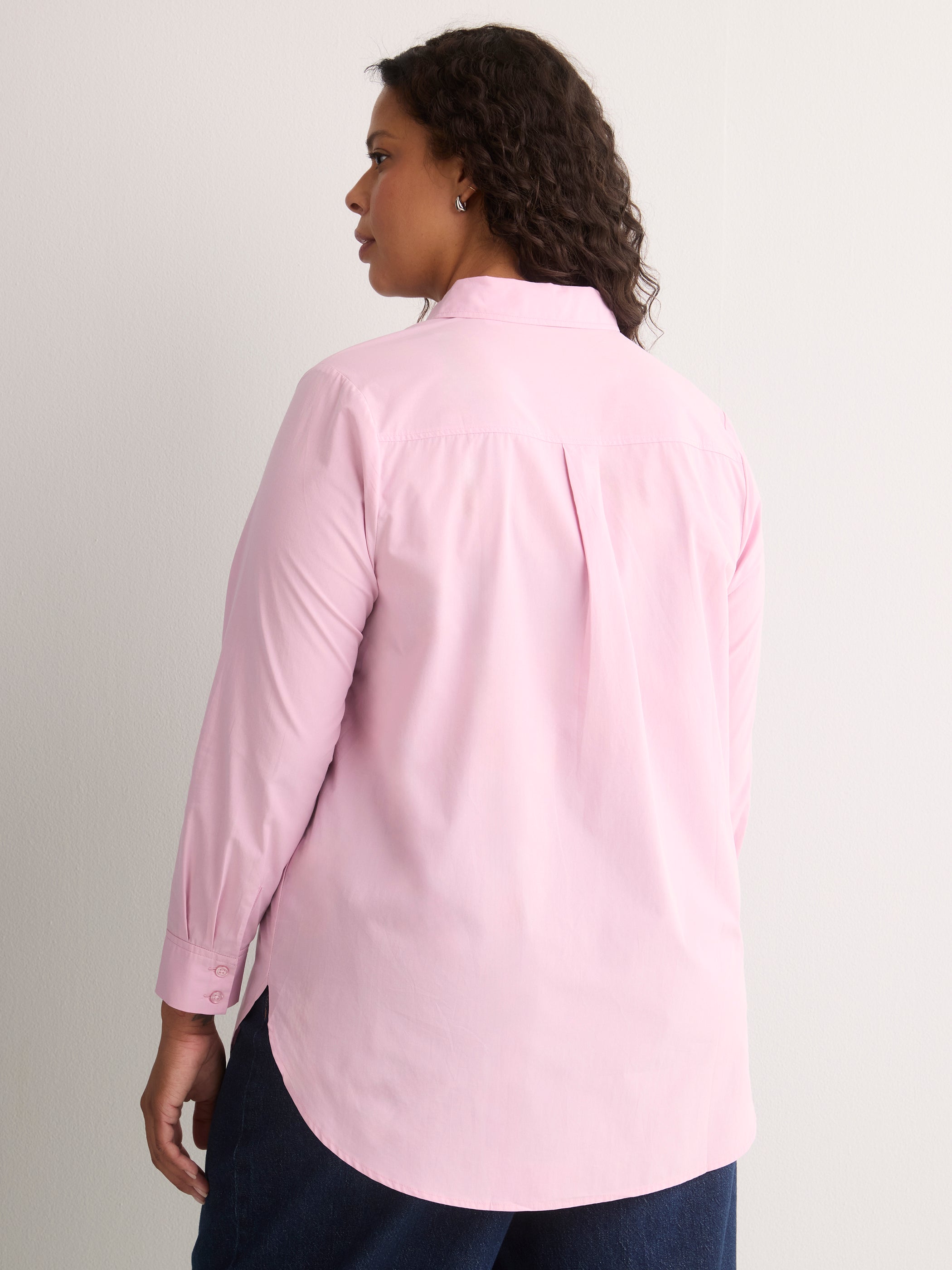 Pink Poplin Buttoned-Down Tunic Shirt