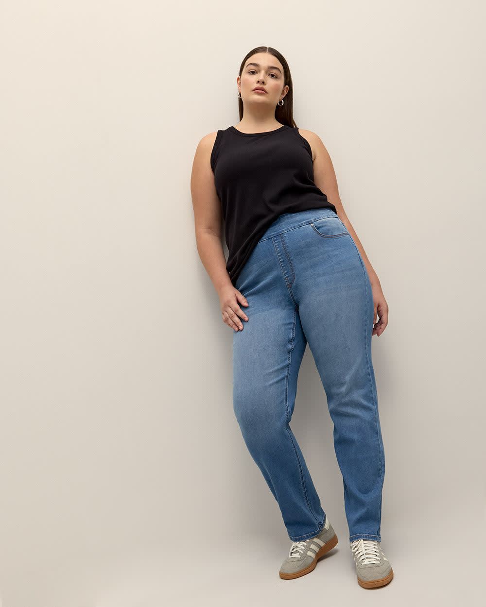 Jeans à enfiler à jambe droite, coupe ingénieuse, petite - d/C JEANS