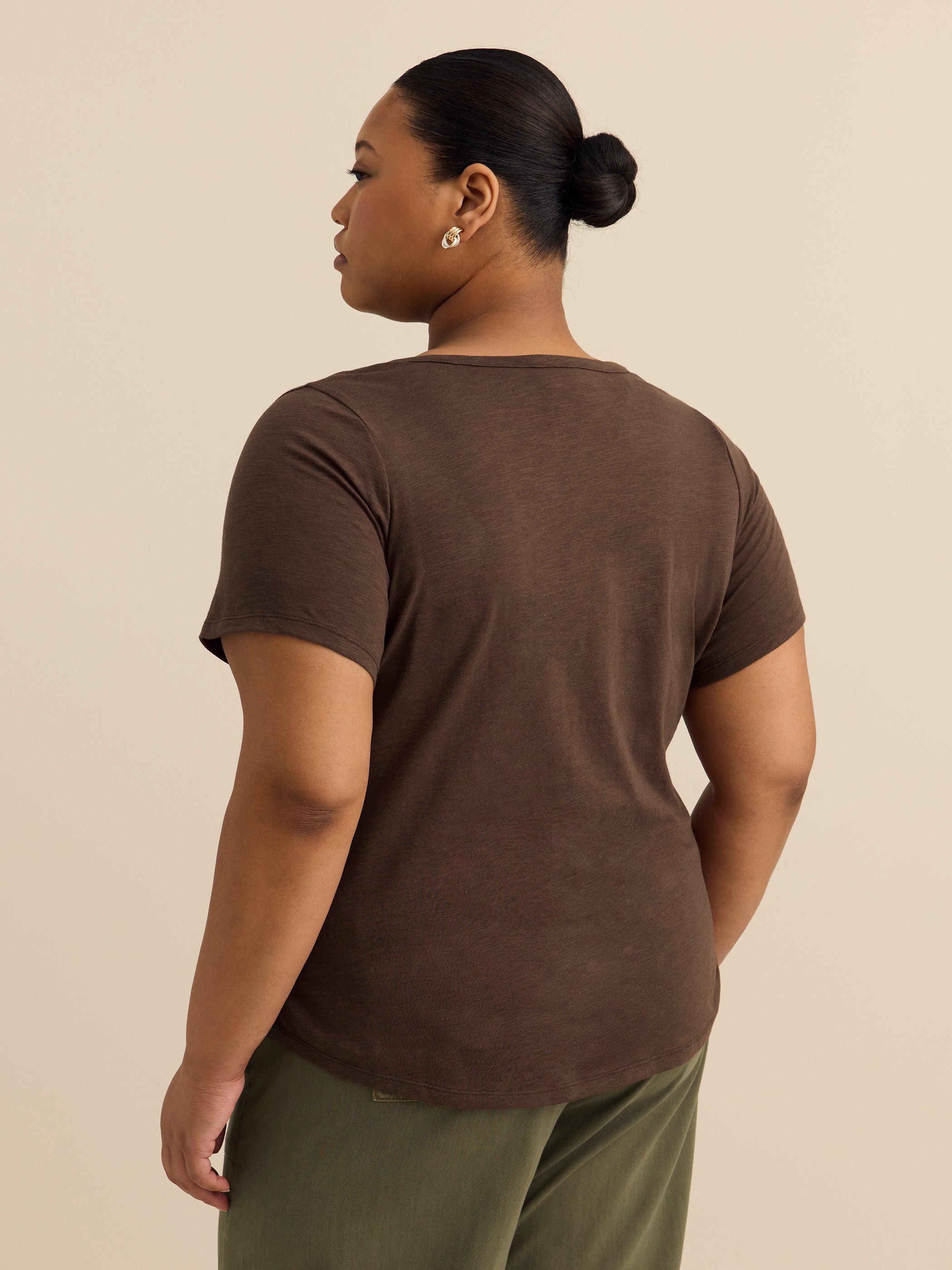 Short-Sleeve Henley T-Shirt with Snaps