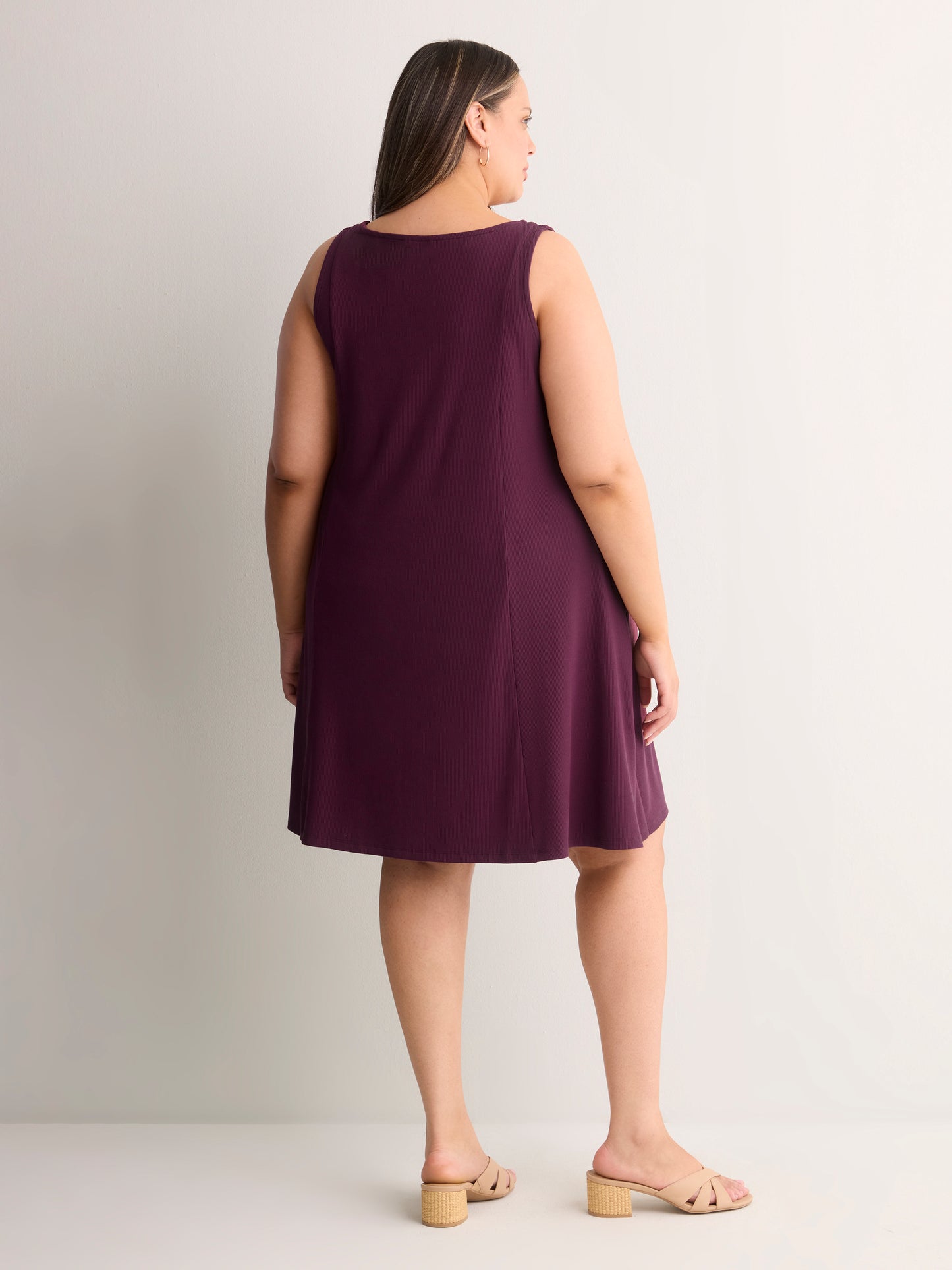 Responsible, Ribbed Sleeveless Boat Neck Swing Dress