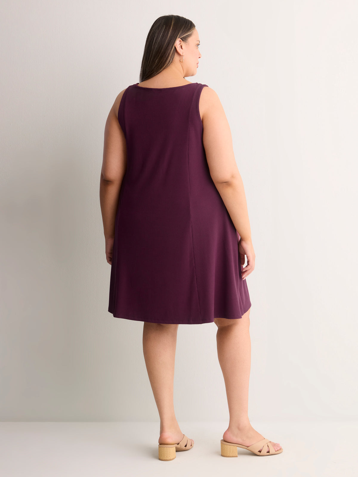 Responsible, Ribbed Sleeveless Boat Neck Swing Dress
