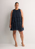 Blue Sleeveless Ruffled A-Line Dress