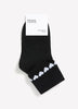 Black Fold-Over Ankle Socks with Heart Print