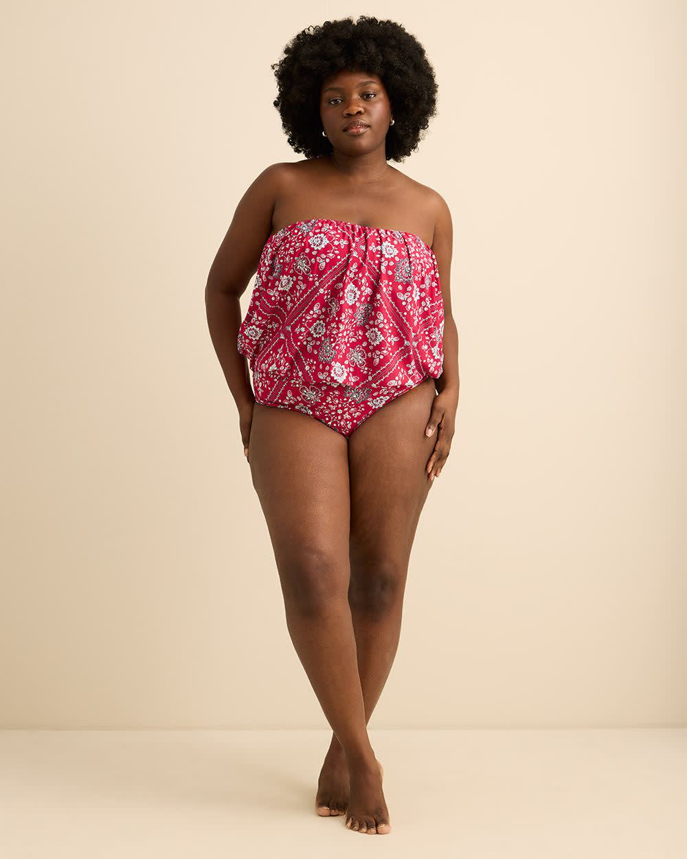 Haut tankini imprimé flatteur à bretelles convertibles