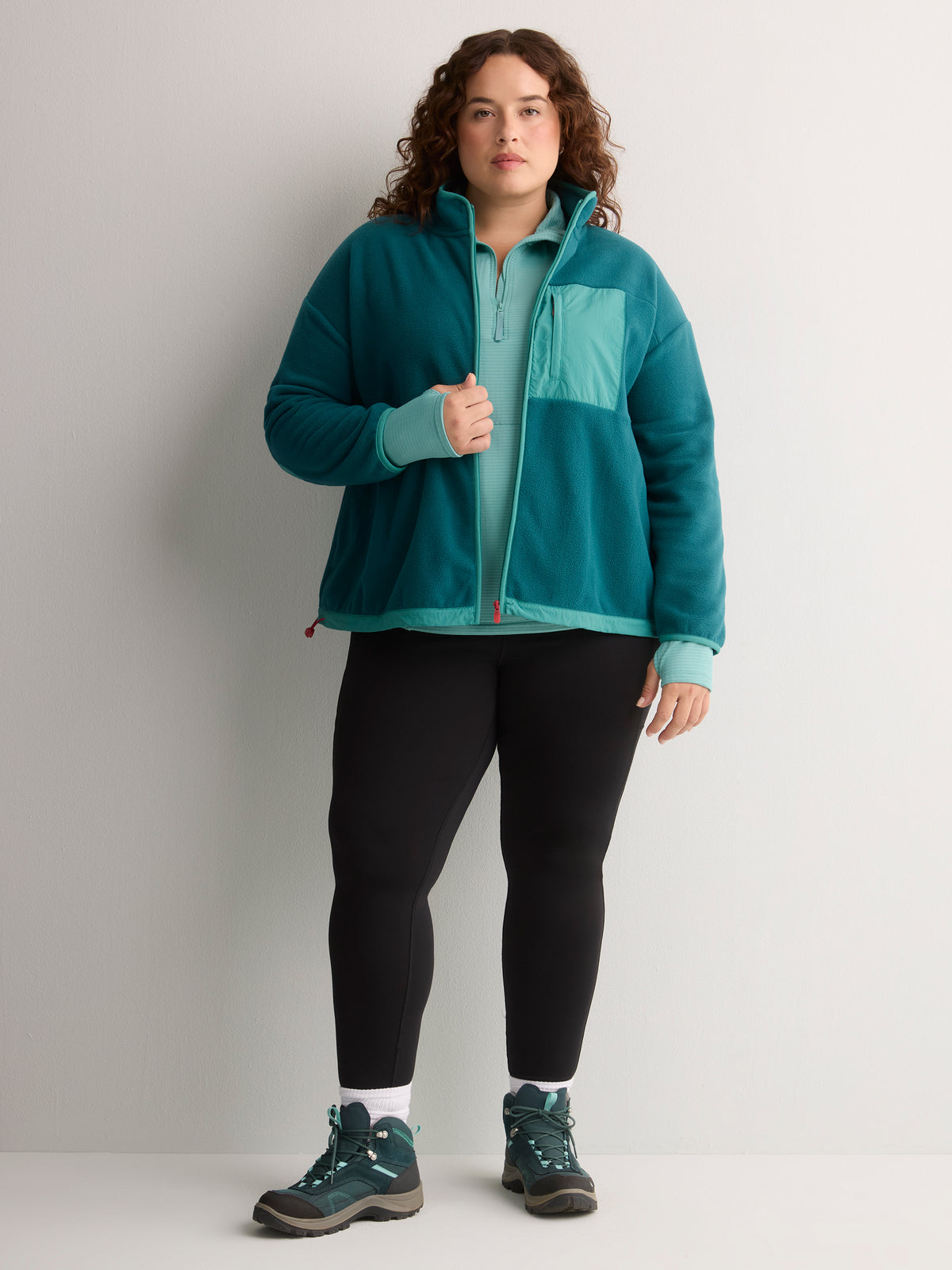 Short Polar Fleece Jacket with Contrast Trim - Active Zone