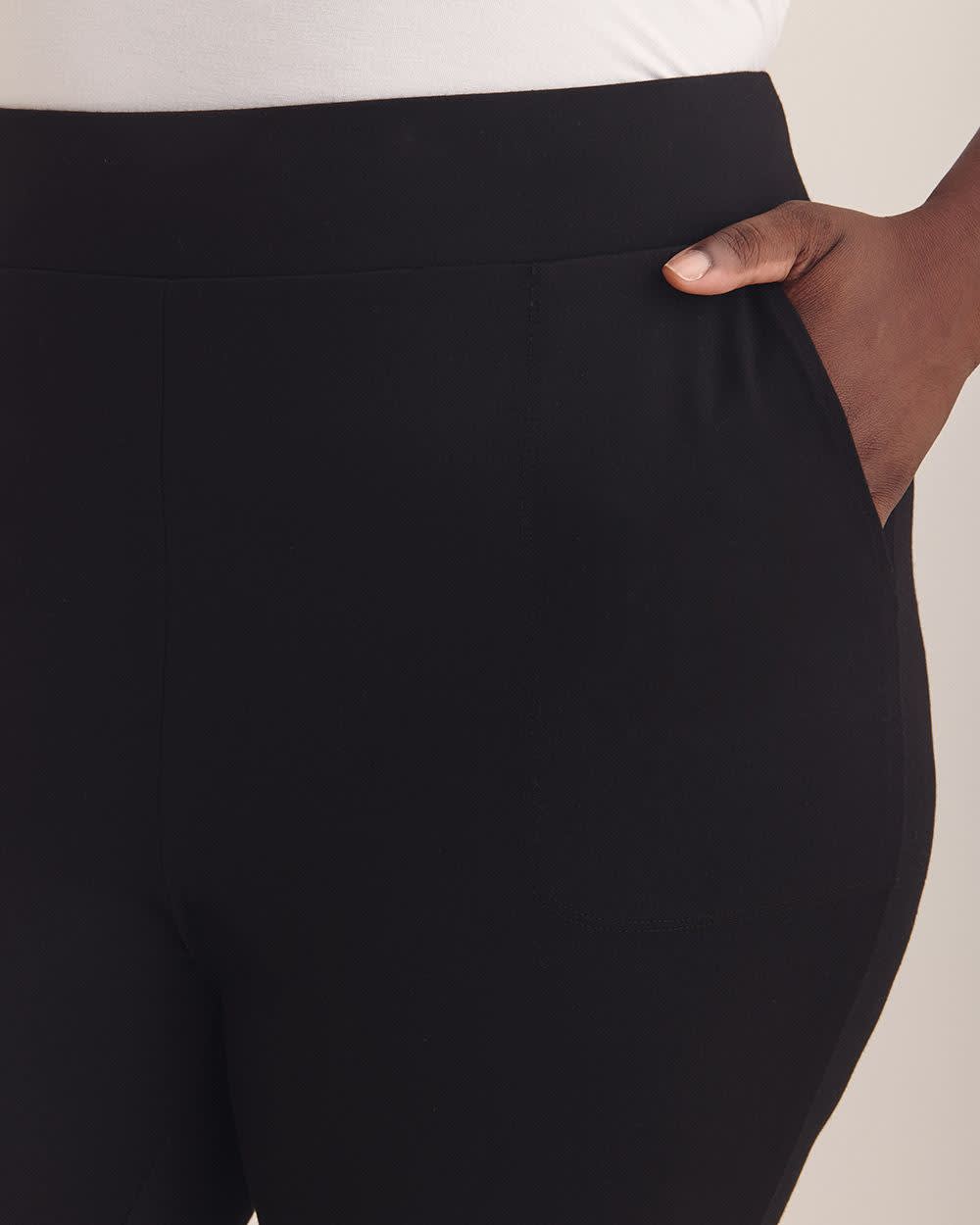 Legging noir en pointe de Rome avec poches, tissu responsable