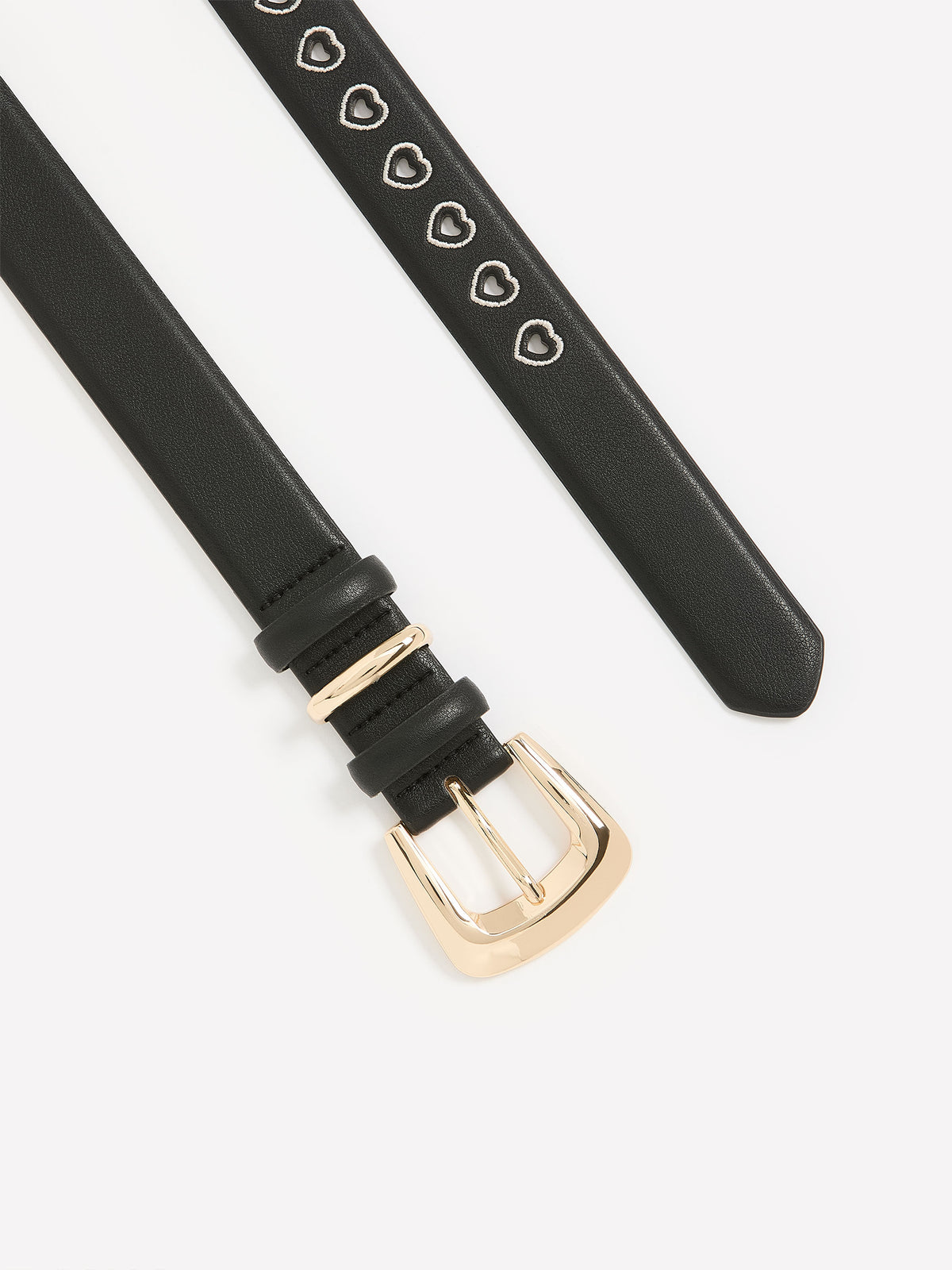 Denim Belt with Heart-Shaped Eyelets