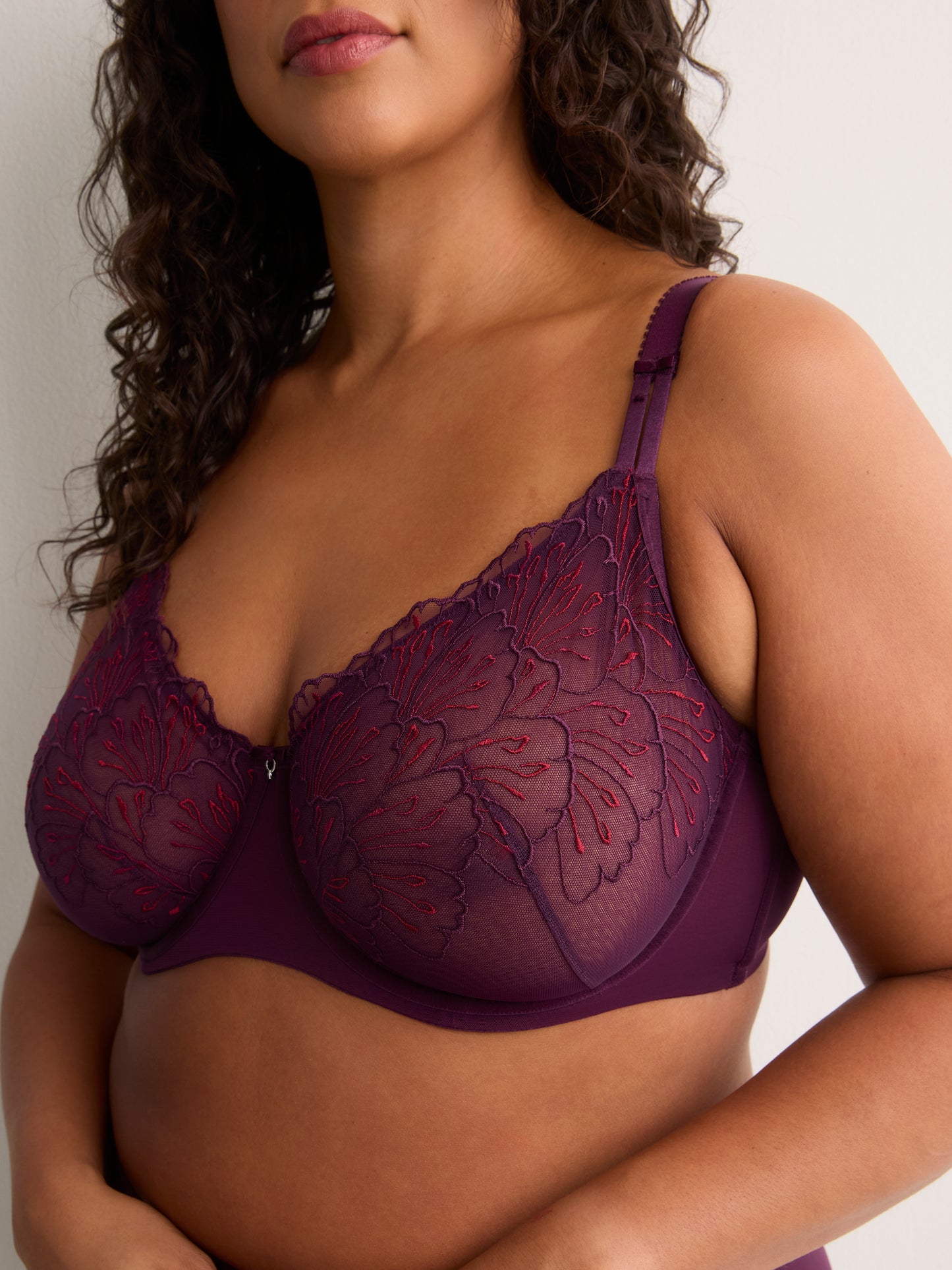 Full-Coverage Underwire Embroidered Mesh Bra - Déesse