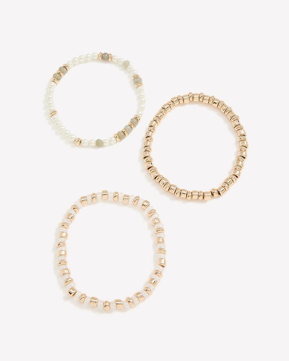 Assorted Beaded Elastic Bracelet, Set of 3