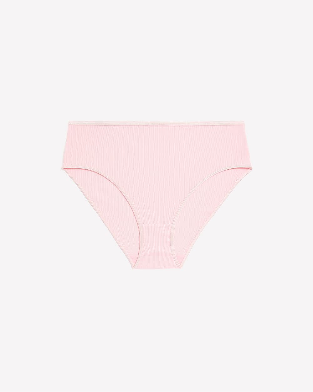 High-Cut Pink Ribbed Knit Brief - ti Voglio