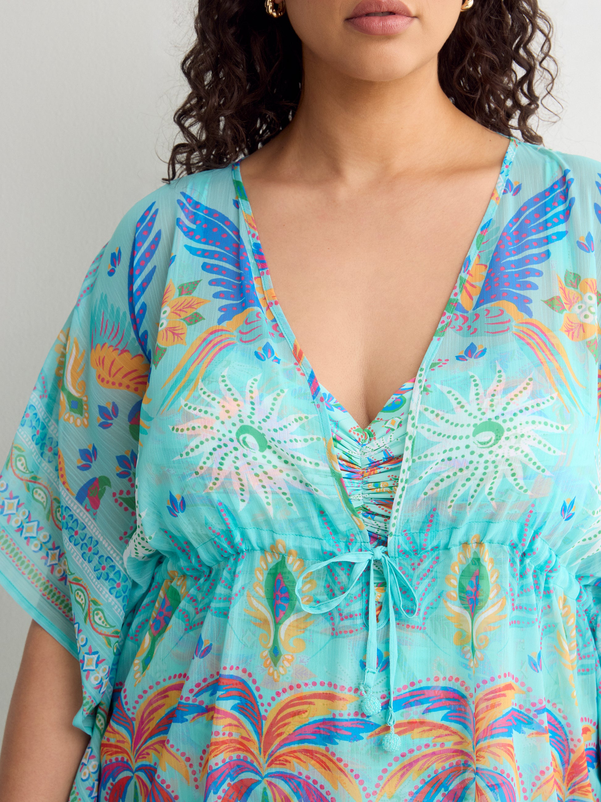 Printed Chiffon Caftan - Bleu by Rod Beattie