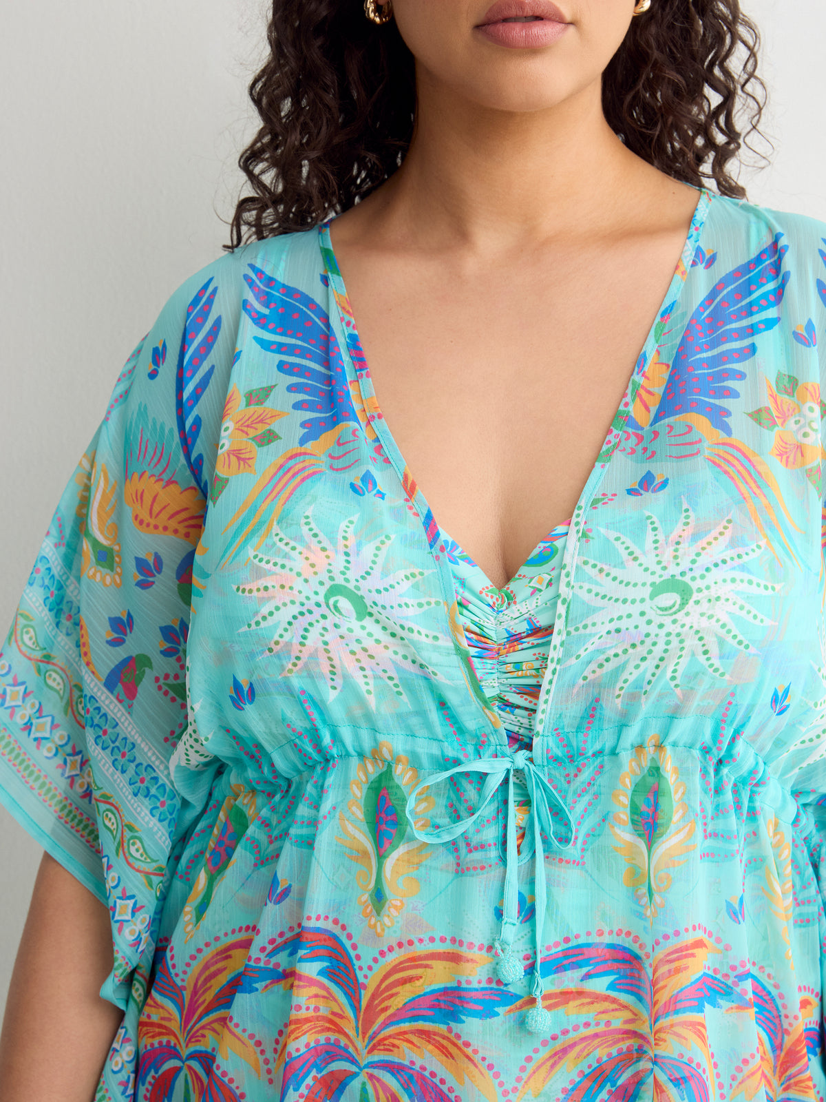 Printed Chiffon Caftan - Bleu by Rod Beattie