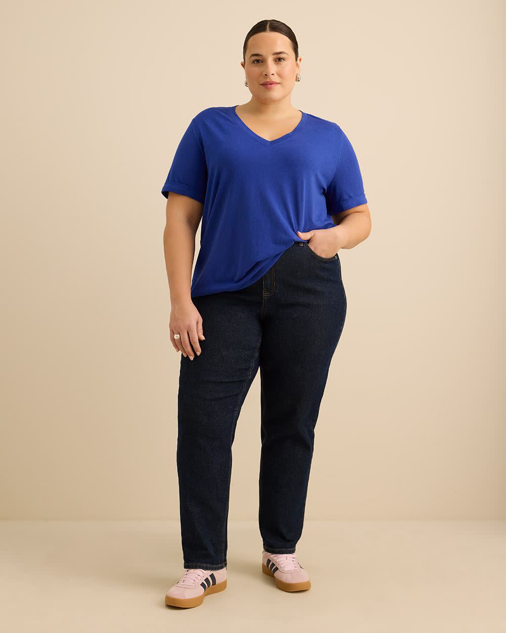 Responsible, V-Neck Boyfriend Tee with Slits