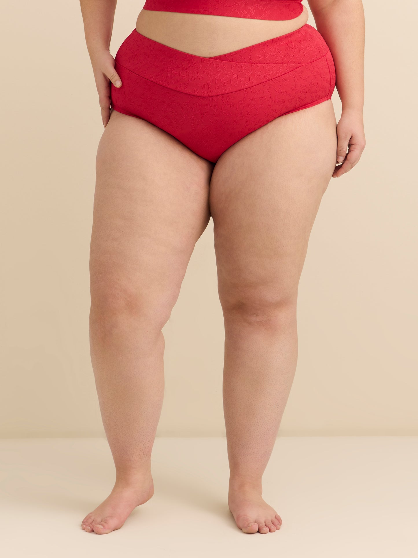 High-Waist Criss-Cross Textured Swim Brief