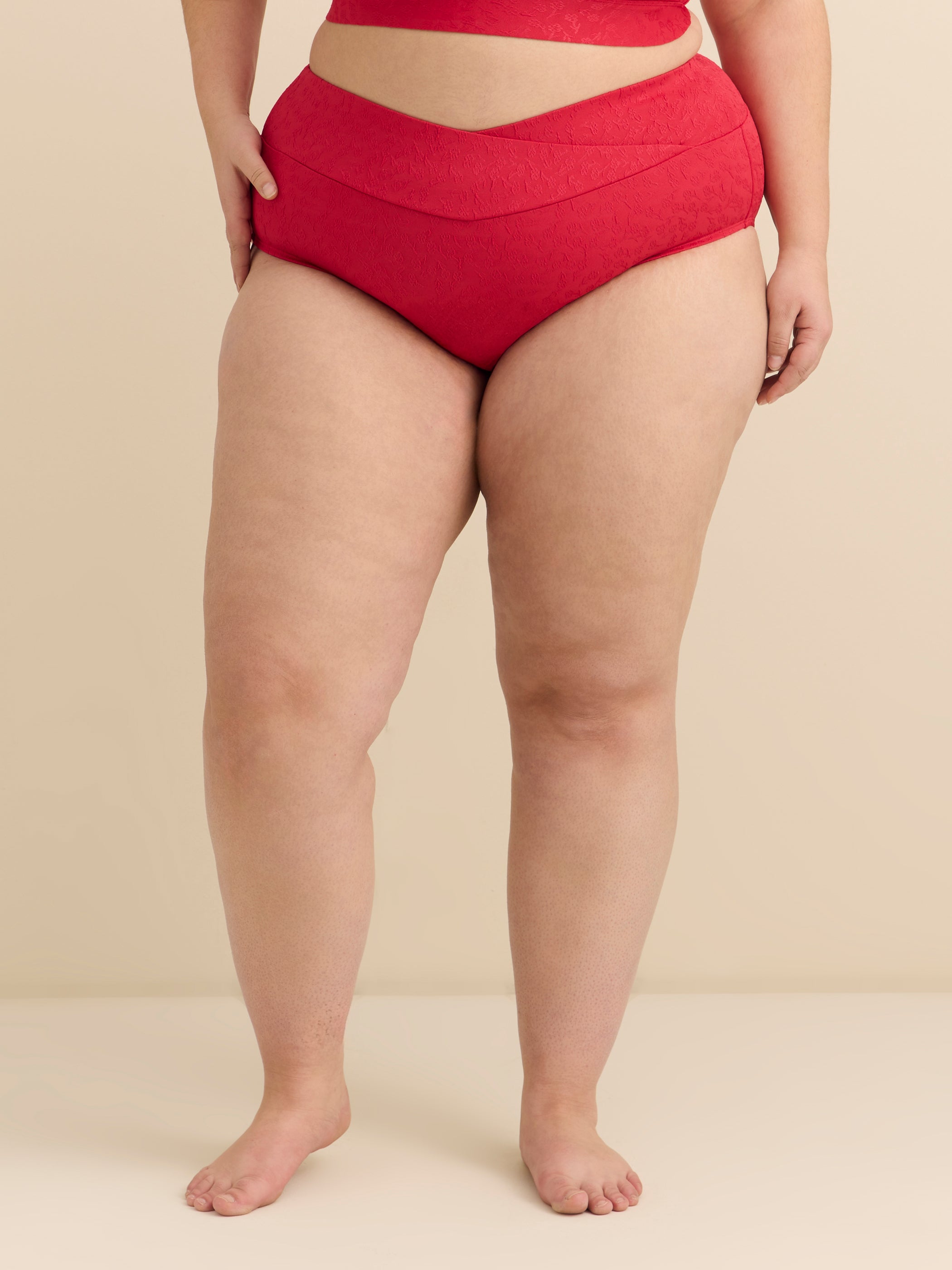 Culotte de maillot de bain taille haute à bande croisée