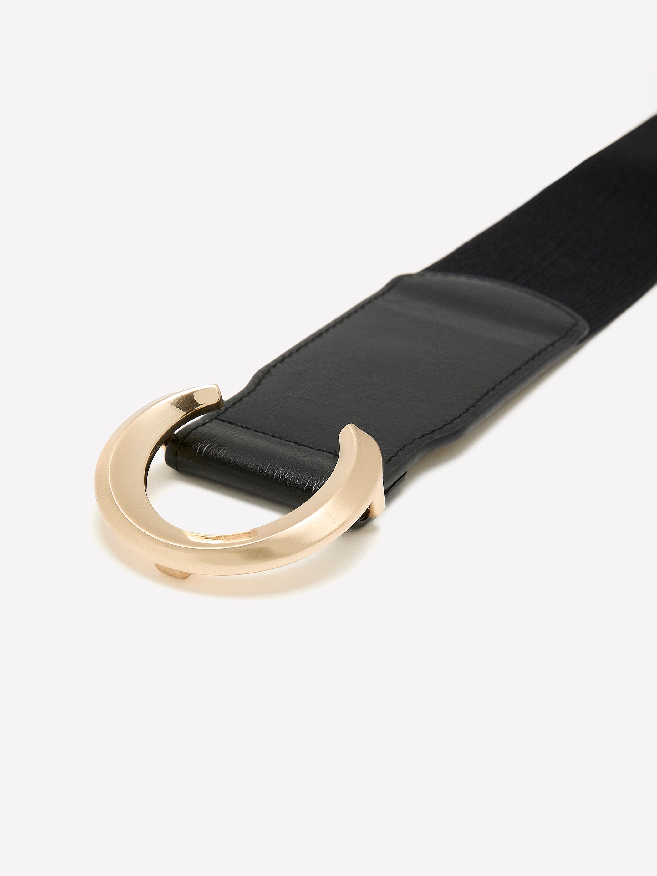 Black Elastic Belt with Interlock Buckle