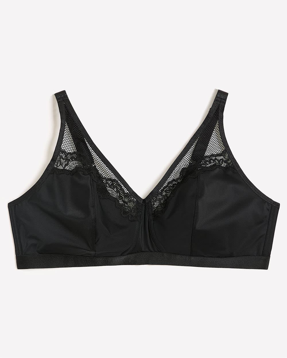 Black Soft Cup Wireless Bra with Lace and Mesh - ti Voglio
