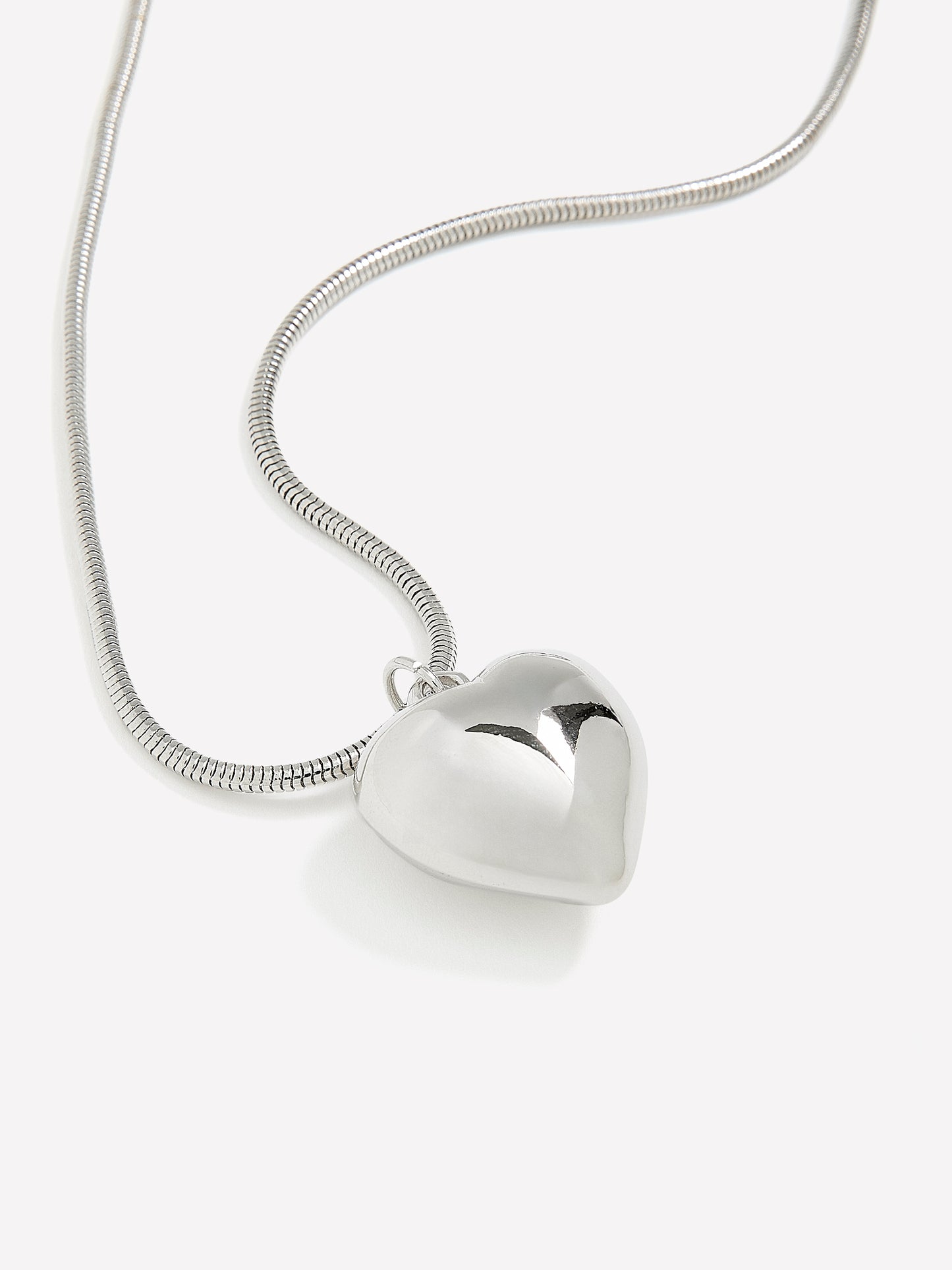 Medium Silver Necklace with Puffy Heart Pendant
