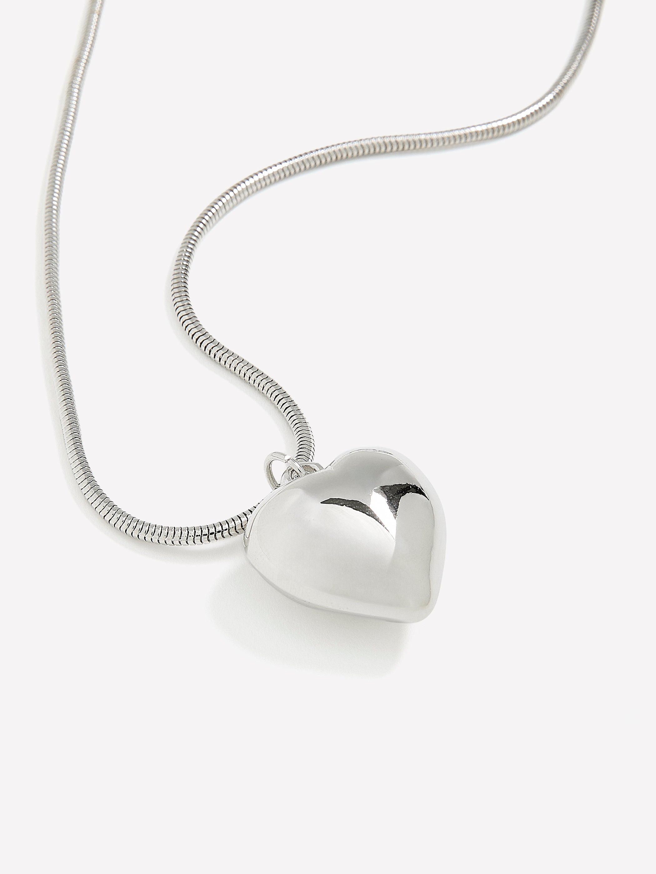 Medium Silver Necklace with Puffy Heart Pendant