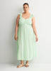 Ruffled Sleeveless Heart-Shaped Midi Dress with Crochet Tape