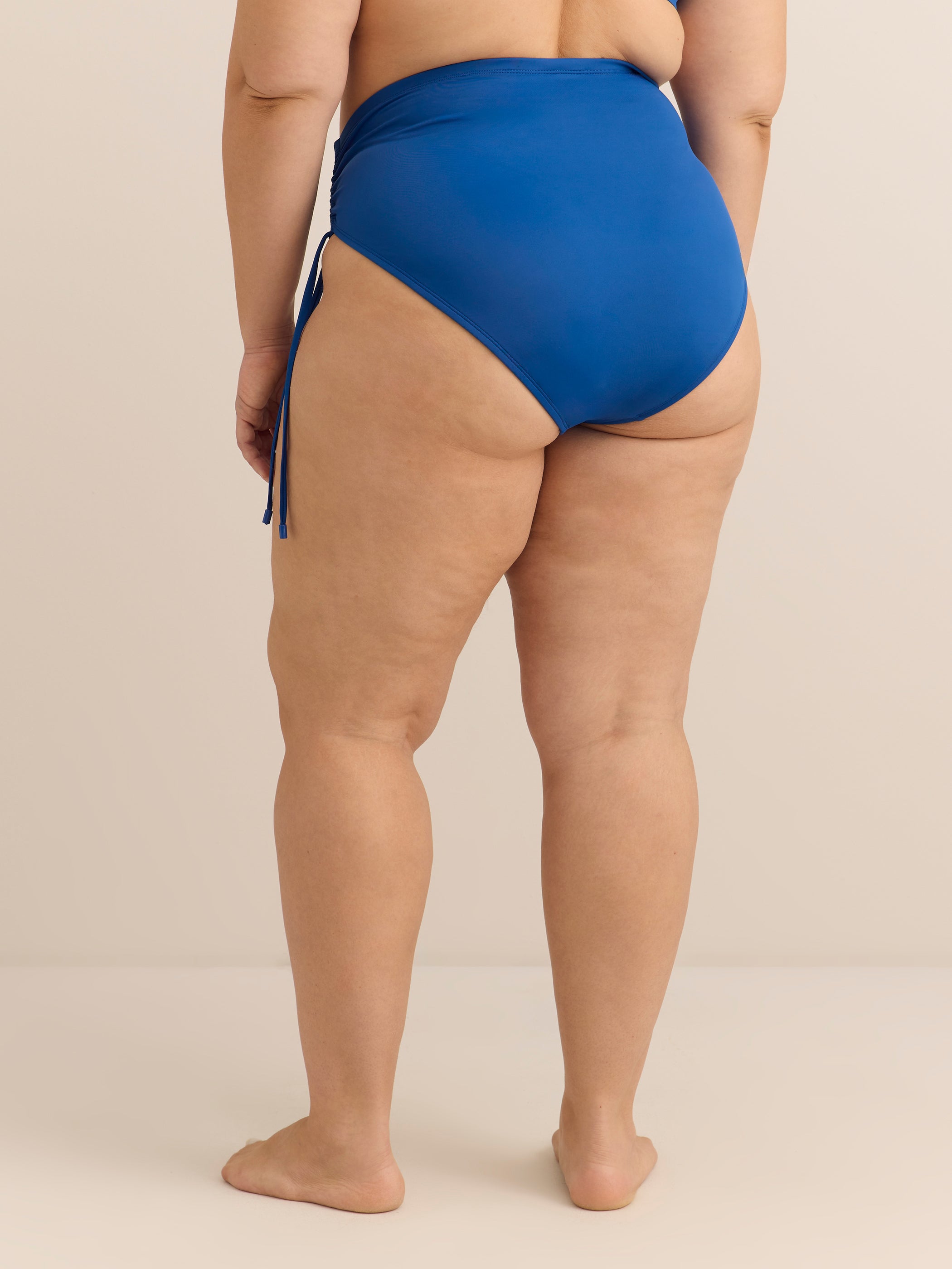 Blue Satin High-Rise Swim Brief with Side Ties