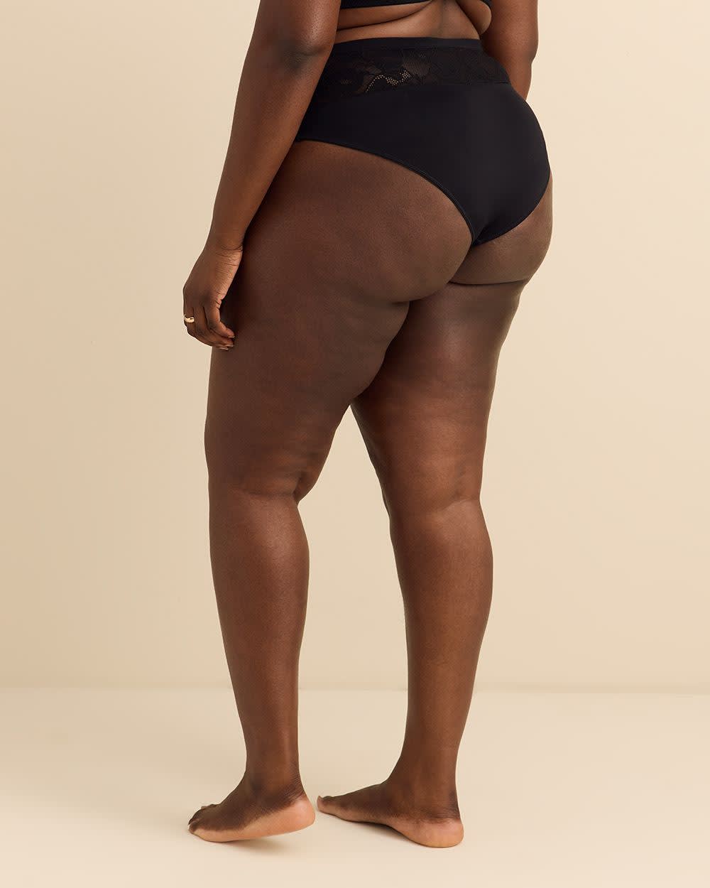 Cheeky Thong With Lace Waistband - Déesse Collection