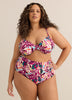 Coloured Foliage-Print Underwire Ruched Bikini Top