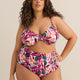 Coloured Foliage-Print Underwire Ruched Bikini Top